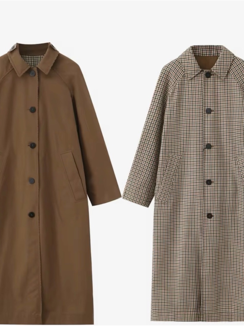 Zara Reversible Tan & Checked Trench Coat - Picture 5 of 12